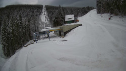 Modrá sjezdovka - dojezd k lanové dráze