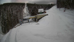 Modrá sjezdovka - dojezd k lanové dráze