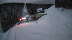 Modrá sjezdovka - dojezd k lanové dráze