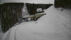 Modrá sjezdovka - dojezd k lanové dráze