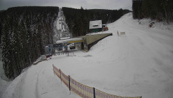 Modrá sjezdovka - dojezd k lanové dráze