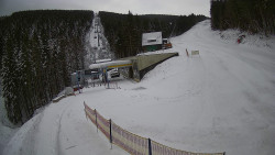 Modrá sjezdovka - dojezd k lanové dráze