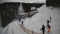 Modrá sjezdovka - dojezd k lanové dráze