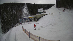 Modrá sjezdovka - dojezd k lanové dráze