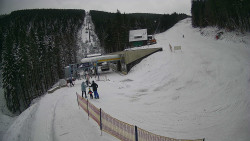 Modrá sjezdovka - dojezd k lanové dráze