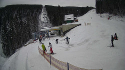 Modrá sjezdovka - dojezd k lanové dráze