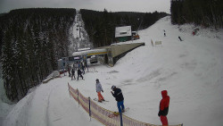 Modrá sjezdovka - dojezd k lanové dráze