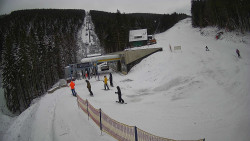 Modrá sjezdovka - dojezd k lanové dráze