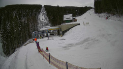 Modrá sjezdovka - dojezd k lanové dráze