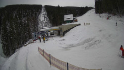 Modrá sjezdovka - dojezd k lanové dráze