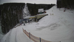 Modrá sjezdovka - dojezd k lanové dráze