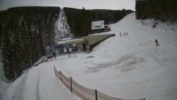 Modrá sjezdovka - dojezd k lanové dráze