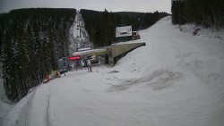 Modrá sjezdovka - dojezd k lanové dráze