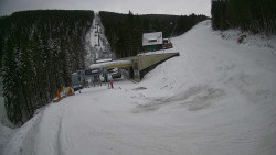 Modrá sjezdovka - dojezd k lanové dráze