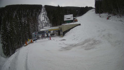 Modrá sjezdovka - dojezd k lanové dráze