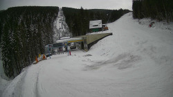 Modrá sjezdovka - dojezd k lanové dráze