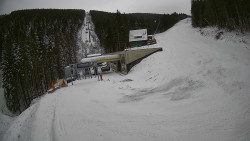 Modrá sjezdovka - dojezd k lanové dráze