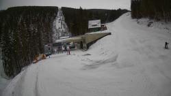 Modrá sjezdovka - dojezd k lanové dráze