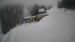 Modrá sjezdovka - dojezd k lanové dráze