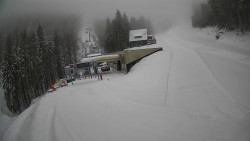 Modrá sjezdovka - dojezd k lanové dráze