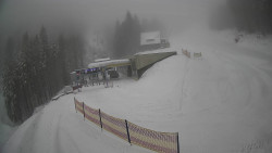 Modrá sjezdovka - dojezd k lanové dráze