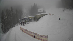 Modrá sjezdovka - dojezd k lanové dráze