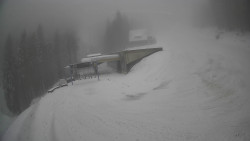 Modrá sjezdovka - dojezd k lanové dráze