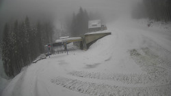 Modrá sjezdovka - dojezd k lanové dráze