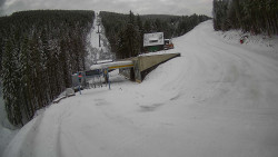 Modrá sjezdovka - dojezd k lanové dráze