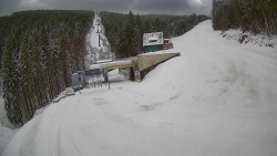 Modrá sjezdovka - dojezd k lanové dráze