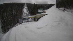 Modrá sjezdovka - dojezd k lanové dráze