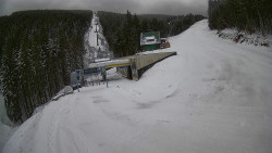 Modrá sjezdovka - dojezd k lanové dráze