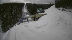 Modrá sjezdovka - dojezd k lanové dráze