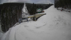 Modrá sjezdovka - dojezd k lanové dráze