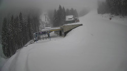 Modrá sjezdovka - dojezd k lanové dráze