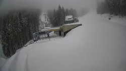 Modrá sjezdovka - dojezd k lanové dráze