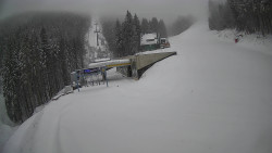 Modrá sjezdovka - dojezd k lanové dráze