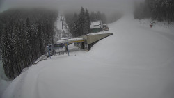 Modrá sjezdovka - dojezd k lanové dráze