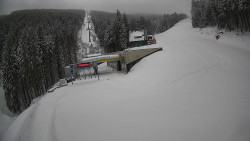 Modrá sjezdovka - dojezd k lanové dráze