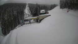 Modrá sjezdovka - dojezd k lanové dráze