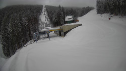 Modrá sjezdovka - dojezd k lanové dráze