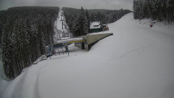 Modrá sjezdovka - dojezd k lanové dráze