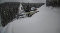 Modrá sjezdovka - dojezd k lanové dráze