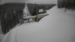 Modrá sjezdovka - dojezd k lanové dráze