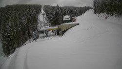 Modrá sjezdovka - dojezd k lanové dráze