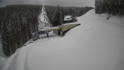 Modrá sjezdovka - dojezd k lanové dráze