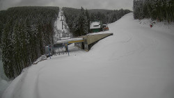 Modrá sjezdovka - dojezd k lanové dráze