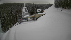 Modrá sjezdovka - dojezd k lanové dráze