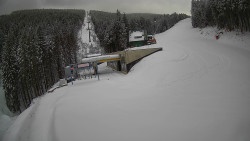 Modrá sjezdovka - dojezd k lanové dráze