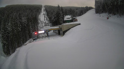 Modrá sjezdovka - dojezd k lanové dráze